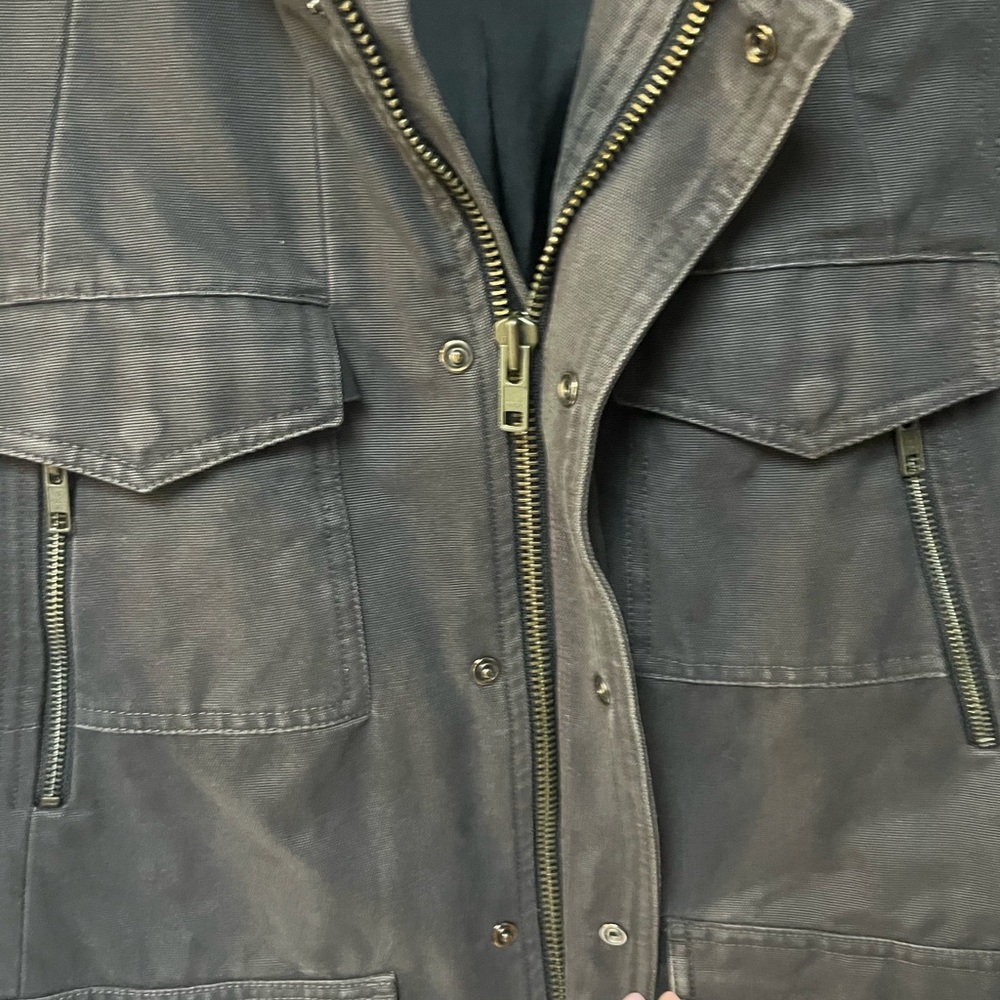 REISS Elbow Canvas Utility Military Jacket Biker 4 Pocket Men's Gray - Picture 7 of 11